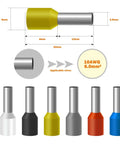 Yellow 10AWG Wire Ferrules Kit With 250 Pcs Copper Nylon Terminal Connectors For Electric, Industrial And Control Systems