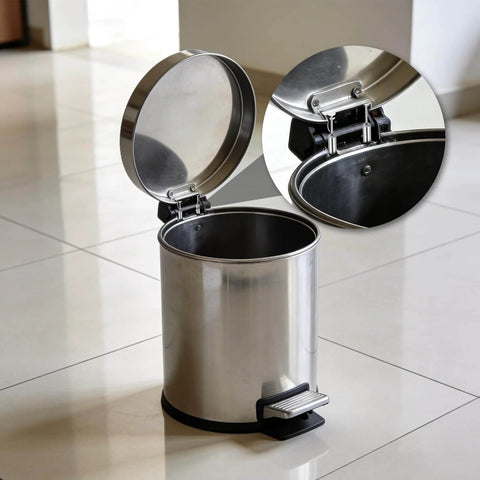Trash can with focus on Soft Close Damper For Trash Can Lids, 6 Pack Hydraulic Lid Piston With Quiet Close Buffer, nickel-plated iron.