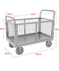 Beefed Up Heavy Duty Flatbed Wire Mesh Cart With Dual Handles And High Fence Sturdy Steel Construction Four Swivel Industrial Wheels Easy Haul For Steel Plates Up To 100 By 60 Heavy Load Trolley, 100x60cm