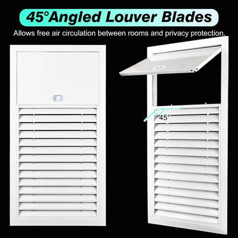 Heavy Duty Aluminum Louvered Vent Access Panel Custom Cut Sizes For Drywall Hatch with 45° angled louver blades for air circulation.