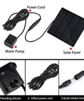 Solar Powered Fountain Kit For Bird Baths And Small Ponds No Wiring Easy Setup Outdoor Water Pump For Patio Gardens And Fish Tanks Eco Friendly Solar Panel Pump shown with solar panel, water pump, and power cord