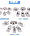 European M3 M4 M5 M6 Hammer Head Drop In T Slot Nut Kit For 20 30 40 Series Aluminum Profiles, Nickel Plated Carbon Steel
