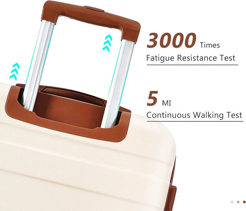 ABS hardside luggage set spinner wheels handle durability test results with 3000 times fatigue resistance and 5-mile walking test.