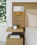 Set Of 2 Gold Wall Sconces With White Linen Fabric Shades, Modern Brushed Brass Finish Vanity Lights For Bedroom Or Living Room