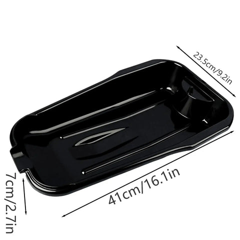 Heavy Duty Oil Drain Pan With Giant Capacity And Leak Proof Design For Super Smooth Auto Repairs And Parts Cleaning, black, 41cm x 23.5cm.