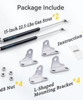 Gas Struts 15 Inch 22.5 Lb Two Pack With Brackets For Camper Doors Storage Box Lids Cabinet Doors Bench Lids And Boat Hatches