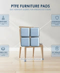 Heavy Duty PTFE Furniture Sliders With Self Adhesive Floor Protectors on chair leg showing smooth glide and floor protection