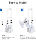 Bathtub Safety Grab Bar For Seniors And Disabled, Heavy Duty Over The Tub Handrail With Locking Clamp, Easy Installation Steps