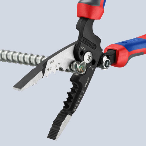 Knipex Forged Wire Stripper 13 72 8 8 Inch cutting wire with high capacity shear blades and locating ridges, handles 10-20 AWG.