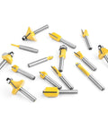 Router Bits Set With Fifteen Pieces One Quarter Inch Shank For DIYers Durable Steel Body Alloy Blades Anti Kickback Design