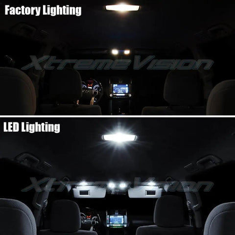 Comparison of factory and Pure White Interior LED Kit For Mazda RX-8 2004-2014, 5-piece set bright interior lighting