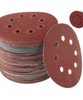 100 pcs 5 inch hook and loop sanding discs, heavy duty alumina abrasive paper, ideal for smoothing metal and wood finishing projects.