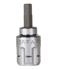 Hex socket from 39 Piece Pass-Thru Bit Socket Set For 1/4 And 3/8 Inch Drives With Hex, Slotted, Phillips And Torx Sockets