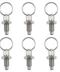 Tough As Nails Stainless Steel Spring Plungers 6 Pack M10 Non Locking Index Pin With Slick Pull Ring And Quick Drop Cam, shown from the front