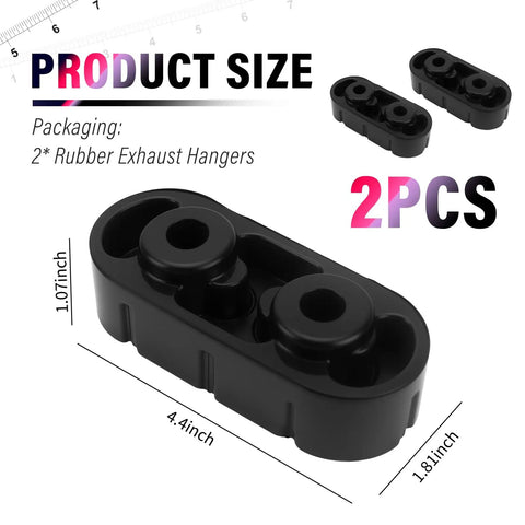 2Pcs Rubber Exhaust Hangers Replacement OEM 25956663 Shock Absorbing Muffler Hanger with size dimensions