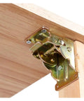 heavy-duty foldable cabinet hinge installed on wooden furniture for 180-degree folding and space-saving design