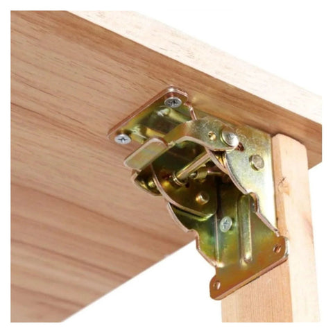 heavy-duty foldable cabinet hinge installed on wooden furniture for 180-degree folding and space-saving design