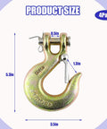 Three Eighths Inch Heavy Duty Forged Steel Clevis Grab Hook With Latch Set Of Four G70 Tow Chain Hook detailed measurement