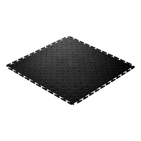 Single Interlocking Garage Floor Tile 12 Inch Square Graphite Grey Non Slip Diamond Plate for Basements and Gyms