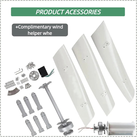 1000W Vertical Wind Turbine Kit With 3 Fiberglass Blades And Controller 12V/24V/48V Output Copper Wire Permanent Magnet Generator