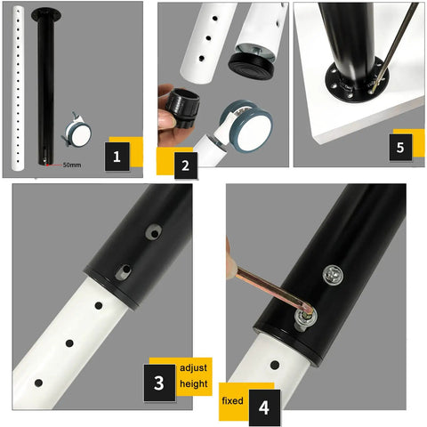 Slick Stainless Steel Furniture Legs Set Of 4 Featuring Quick Telescopic Height Adjustment For Heavy Duty Sofas Cabinets And TV Stands That Level Out Fast With Zero Fuss In A Modern Style. Adjustable parts and roller assembly details.