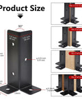 Four Pack Adjustable Half Column Post Base Brackets for 1.5x1.5, 2x2, 2x4, and 4x4 wood posts, front and side views
