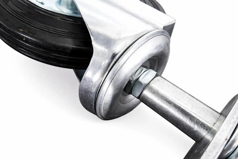 8 Inch Spring Loaded Gate Caster With 360 Degree Swivel Built To Last Heavy Duty 375 Lb Capacity, Solid Rubber Flat Free Wheel close-up