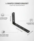 Beefed-Up Heavy Duty L Shaped Corner Bracket For Furniture Reinforcement, Wobble Free Shelf And Desk Support, size 5.2 x 3.0 x 1.9 in.