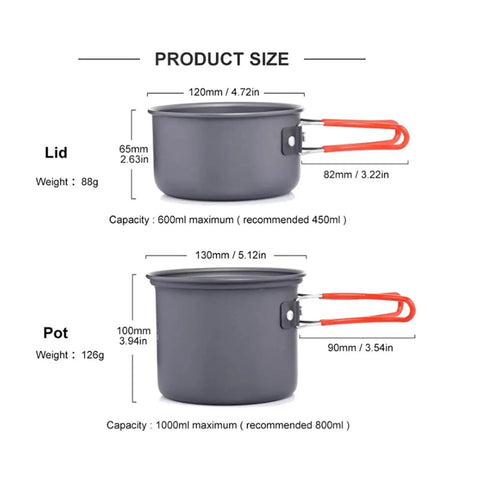All In One Outdoor Camp Cookware Set With Pot And Tableware For Hiking Picnics Travel And Camping Lightweight Compact Durable Green Dishes Kit