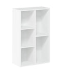 5-Cube Bookshelf Organizer With Reversible Design And Easy Assembly, a sleek white unit displaying open storage cubes