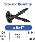 Black Deck Screws For Wood And Outdoor DIY Projects, Rust Proof And Salt Spray Ready, Epoxy Coated With T25 Torx Bit