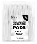 Boss Grade Microfiber Sealer Applicator Pad Set Real Workhorse Tool For Spreading Sealant On Marble Granite Concrete Ceramic And Slate Surfaces Washable Floor Prep Sponge White 12 Pack in clear packaging.