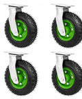 8 Inch Pneumatic Caster Set Of 4 With 2 Swivel And 2 Rigid Wheels Heavy Duty Rubber Air Tires 220 Lb Capacity Galvanized Brackets