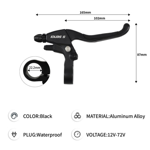 Waterproof Bike Brake Lever With Locking Button For Tricycles Bicycles EBikes And EScooters Ergonomic Design, black aluminum alloy