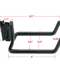 Heavy Duty E Track Shovel Hanger 4 Pack For Long Handled Tools Steel Double J Hook Tool Organizer Black with dimensions