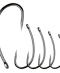Fishing Hooks Kit 200 Pcs Barbless Circle And Curve Shank Carp Hooks displayed in various sizes for anglers