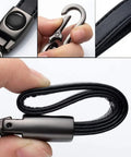 Durable Zinc Alloy Keychain For Men And Women With 360 Degree Spin Black Polished Finish Sleek Car Key Ring Accessory For BMW Series Interior Everyday Carry, showing black polished hook and swivel.