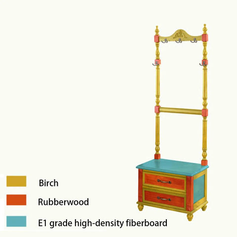Heavy Duty Double Pole Clothes Rack With Roomy Built In Storage Drawers For Long Coats Portable Floor Standing Closet Organizer, colorful design.