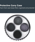 Moon Filter Kit For 1.25 Inch Telescope Eyepieces With Four Filter Set Including Three Neutral Density Filters And Sky Glow Plus Lunar Map, protective case with foam lining.