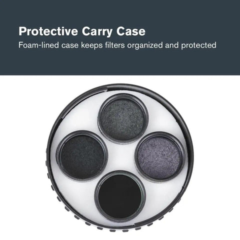 Moon Filter Kit For 1.25 Inch Telescope Eyepieces With Four Filter Set Including Three Neutral Density Filters And Sky Glow Plus Lunar Map, protective case with foam lining.
