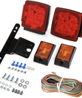 12V LED Compact Submersible Trailer Light Kit For Trailers Under 80 Inches With Stop Turn Tail Lights Rear Reflector Side Marker And License Plate Light And Durable 18 Gauge Copper Wiring components.