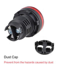 Back view of Red Indicator Light With Buzzer 24V AC DC Panel Mount 28mm with removable dust cap, showing components.