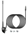 Low Profile 9 Inch AM FM Universal Antenna For Car Truck Motorcycle Boat With M6 Screw Top Or Side Mount 60 Degree Adjustable Base And 2M Cable Black Replacement Radio Aerial Mast For Strong Signal