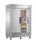 Commercial Reach In Freezer 42 Cubic Foot Upright 54 Inch Wide with two solid doors and eight adjustable heavy duty shelves.
