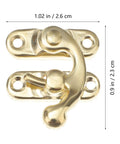 Gold Retro Mini Metal Hasp Decor DIY Kit For Wood Boxes And Suitcases, swing toggle lock hardware, close-up view.