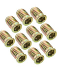 Solid M6 By 15mm Furniture Insert Nuts Hex Socket Fasteners With Zinc Coating For Wood Projects Heavy Duty Rust Resistant Heavy Grip Screws grouped together in a display.