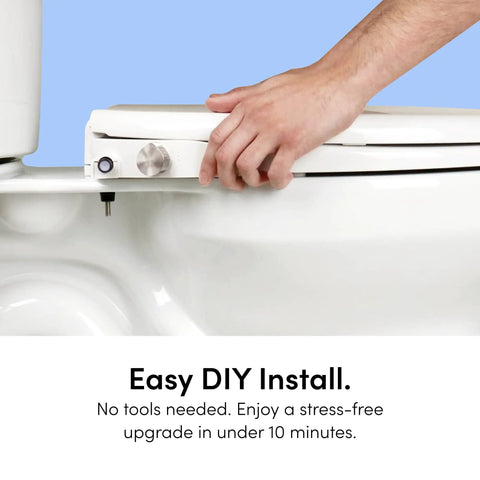 Smooth Non Electric Bidet Toilet Seat Elongated Design With Bamboo Knob during easy DIY installation on toilet.