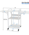Three Tier Movable Heat Press Table With Foldable Stand featuring measurements and space saving design