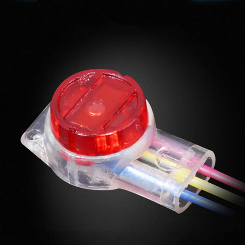 Grab This 100 Pc Data Phone Wire Butt Kit With Y Type 3 Port Connectors For Super Fast Crimping On Telephone And Data Cables Perfect For Gadget Geeks, clear red cap