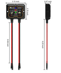 MPPT Solar Charge Controller 10A 12V Waterproof IP67 Pro Grade with cable dimensions and LED indicators visible